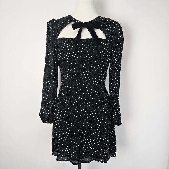 Reformation Terri Polka Dot Black and White Mini Dress Sz 6 - Picture 2 of 11